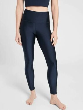 Athleta Elation Shine Tight Navy Blue High Rise Leggings Yoga Athleisure Pants